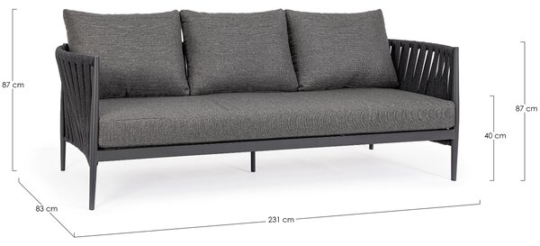 -25 % Dny MOMENTI– Bizzotto Tmavě šedá zahradní pohovka Jacinta 231 cm