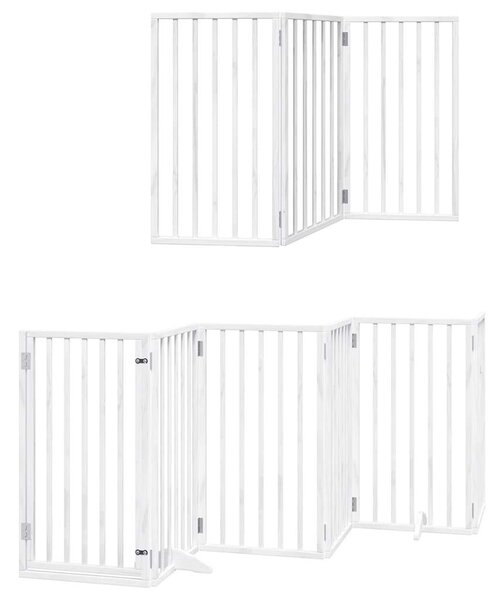 Zábrana pro psy s dvířky skládací 9 panelů bílá 450 cm topol 3155538