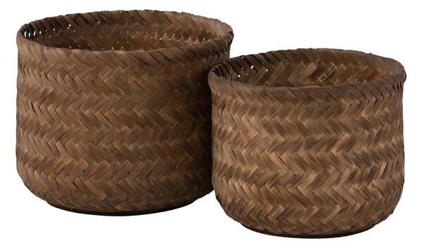 2ks hnědý obal na květináč/košík z bambusu - Ø39*30/ Ø35*26cm - J-Line by Jolipa