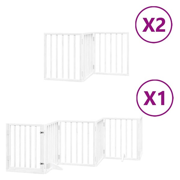 Zábrana pro psy s dvířky skládací 12 panelů bílá 600 cm topol 3155536