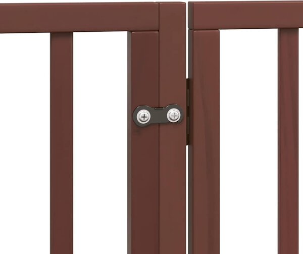 Zábrana pro psy s dvířky skládací 9 panelů hnědá 450 cm topol 3155547