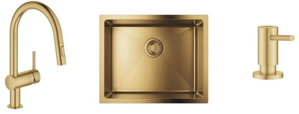 Sada ocelový dřez Grohe K700 31574GN1, kuchyňská baterie Grohe Minta 32321GN2, 40535GN0