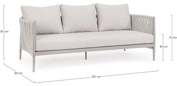 -25 % Dny MOMENTI– Bizzotto Světle šedá zahradní pohovka Jacinta 231 cm