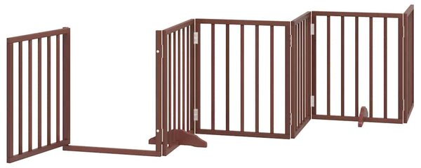 Zábrana pro psy s dvířky skládací 9 panelů hnědá 450 cm topol 3155547