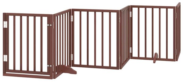Zábrana pro psy s dvířky skládací 9 panelů hnědá 450 cm topol 3155547