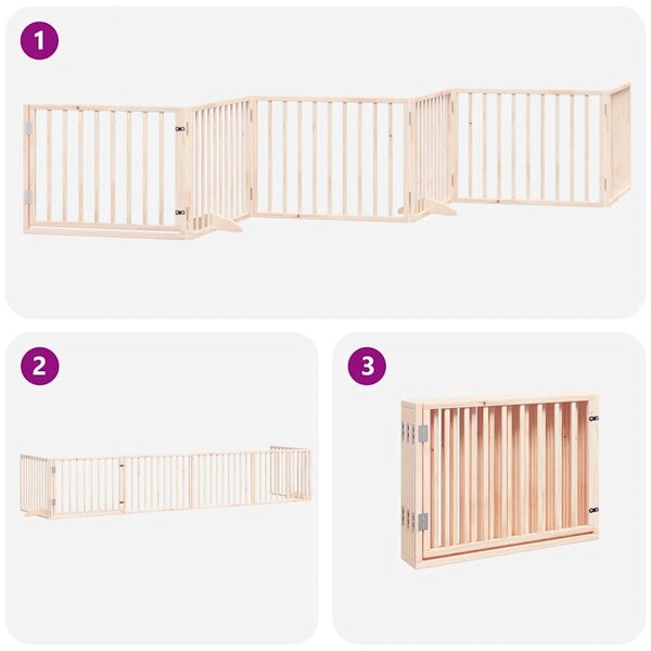 Zábrana pro psy s dvířky skládací 6 panelů 480 cm topol 3155553