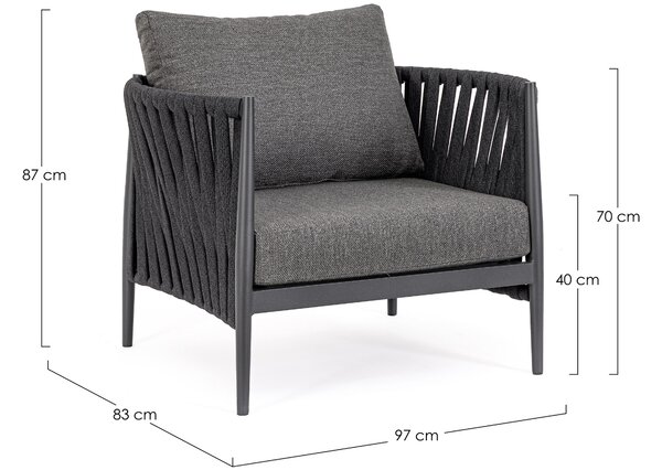 LÉTO -15% Bizzotto Tmavě šedé zahradní křeslo Jacinta