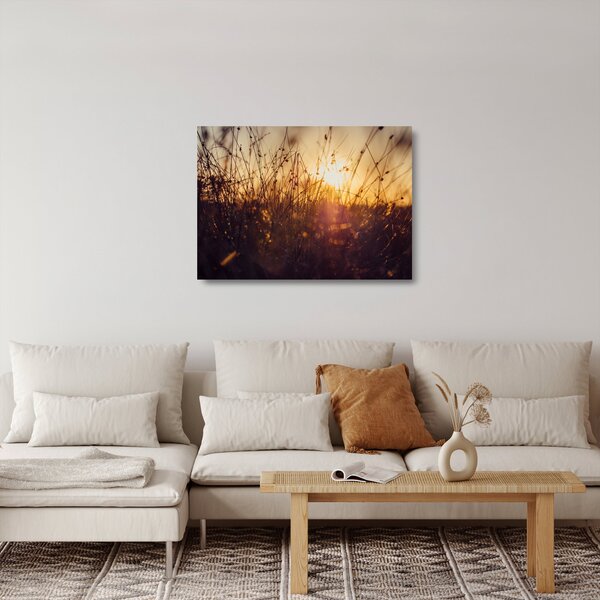 Skleněný obraz pole při západu slunce (70x50 cm)