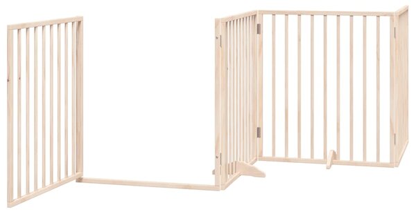 Zábrana pro psy s dvířky skládací 6 panelů 480 cm topol 3155557
