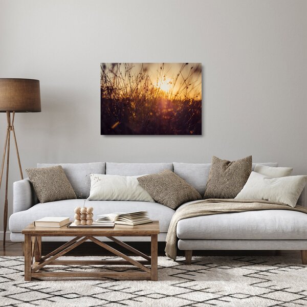 Skleněný obraz pole při západu slunce (70x50 cm)