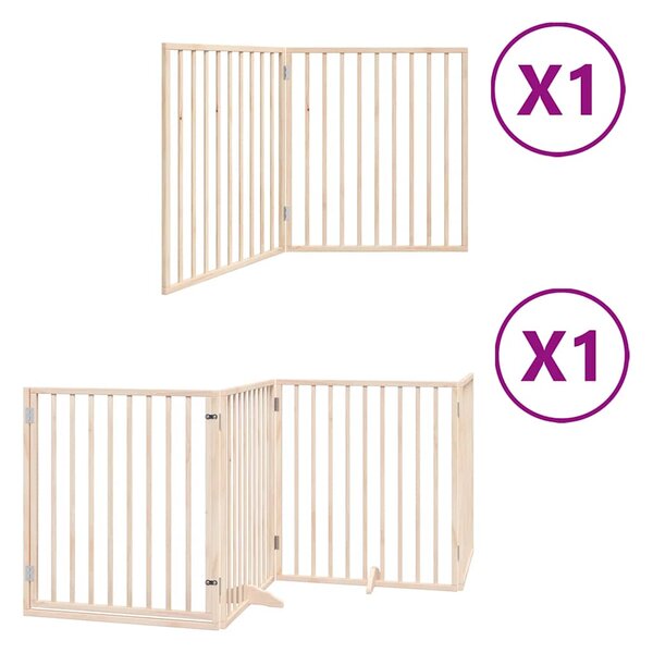 Zábrana pro psy s dvířky skládací 6 panelů 480 cm topol 3155557