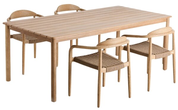 Kave Home Dřevěný zahradní set stolu Sori a čtyř židlí Nina