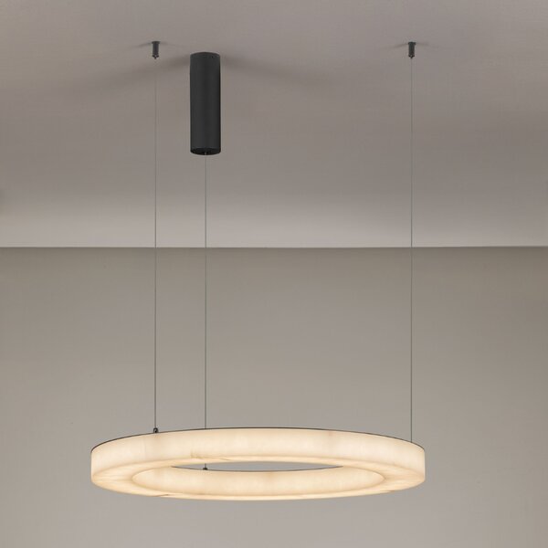 -25 % Dny MOMENTI– Nova Luce Bílé závěsné LED světlo Vaster 60 cm s černým zavěšením