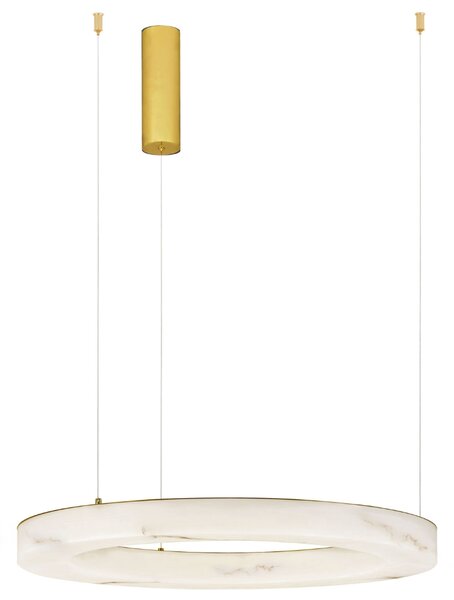 -25 % Dny MOMENTI– Nova Luce Bílé závěsné LED světlo Vaster 60 cm se zlatým zavěšením