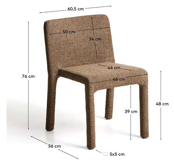 Kave Home Hnědá čalouněná jídelní židle Loria