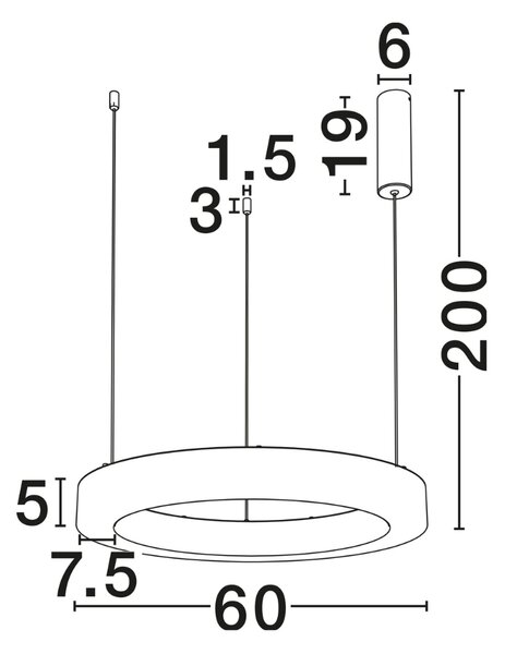 -25 % Dny MOMENTI– Nova Luce Bílé závěsné LED světlo Vaster 60 cm s černým zavěšením