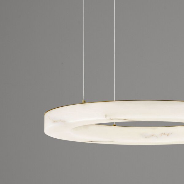 -25 % Dny MOMENTI– Nova Luce Bílé závěsné LED světlo Vaster 60 cm se zlatým zavěšením