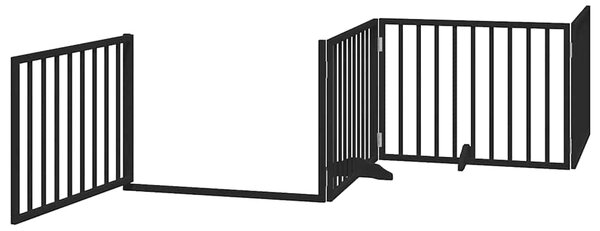 Zábrana pro psy s dvířky skládací 6 panelů černá 480 cm topol 3155569