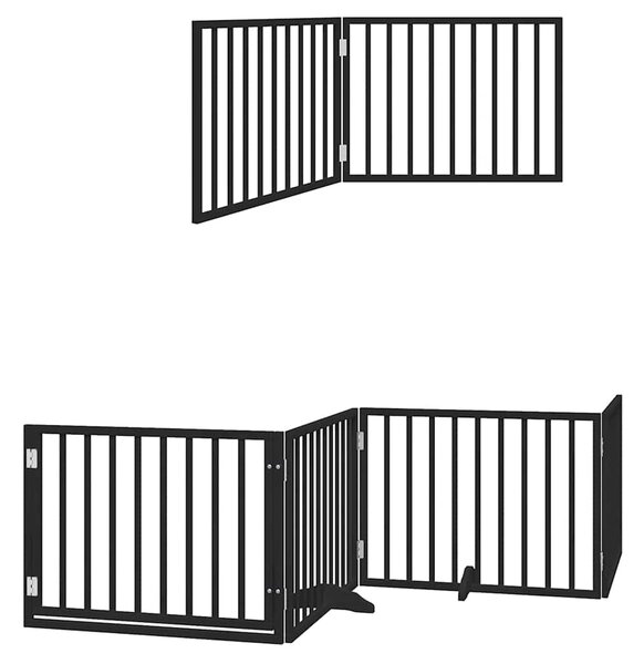 Zábrana pro psy s dvířky skládací 6 panelů černá 480 cm topol 3155569