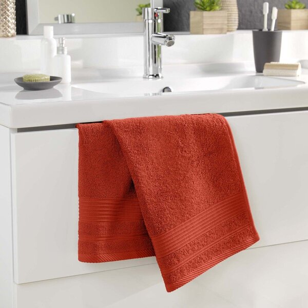 Froté bavlněný ručník v cihlové barvě 50x90 cm Tendresse – douceur d'intérieur