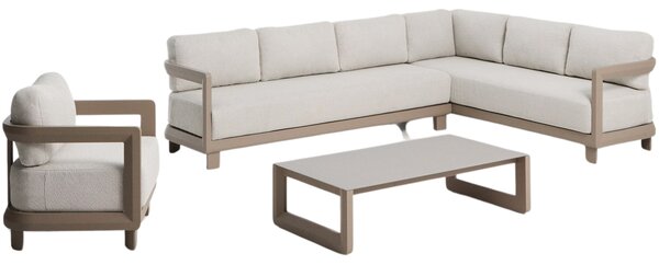 Kave Home Béžový zahradní set rohové pohovky, křesla a stolku Nerano
