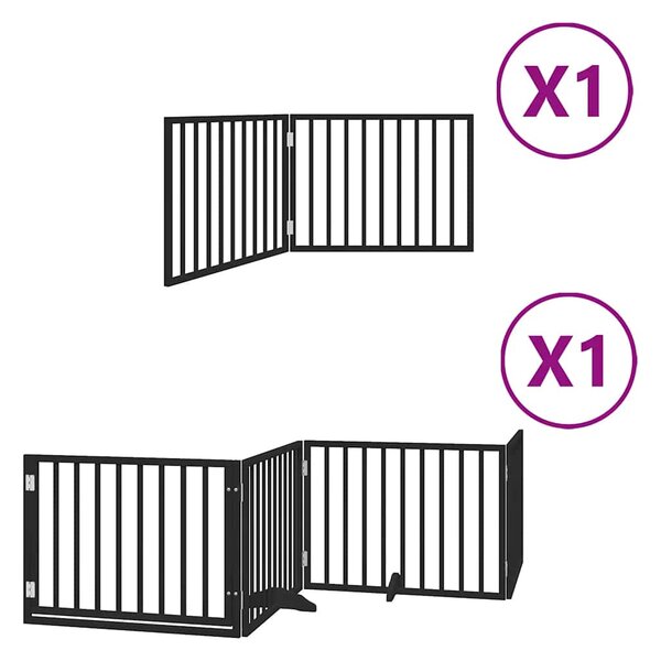 Zábrana pro psy s dvířky skládací 6 panelů černá 480 cm topol 3155569