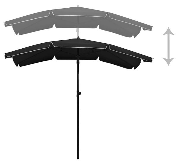 Zahradní slunečník s tyčí 200 x 130 cm černý 315557