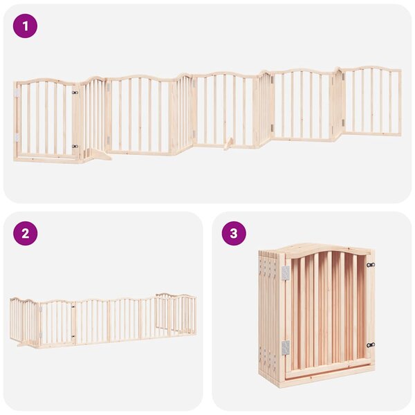 Zábrana pro psy s dvířky skládací 9 panelů 450 cm topol 3155585