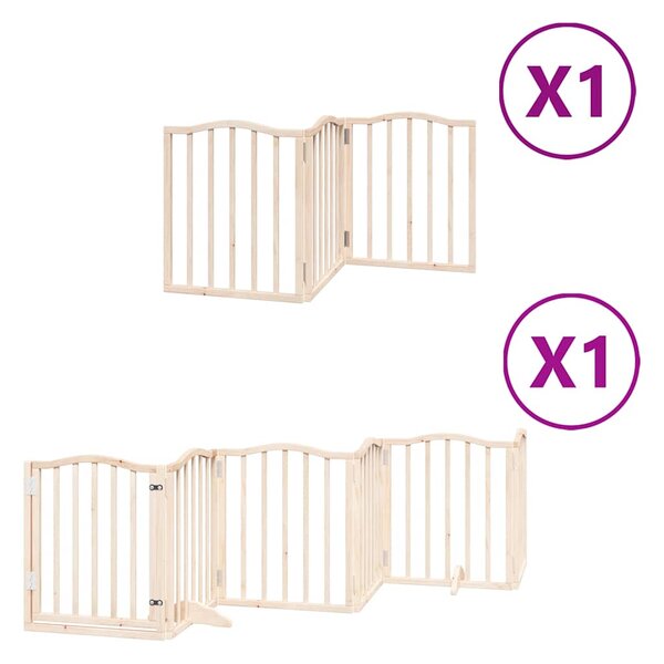 Zábrana pro psy s dvířky skládací 9 panelů 450 cm topol 3155585