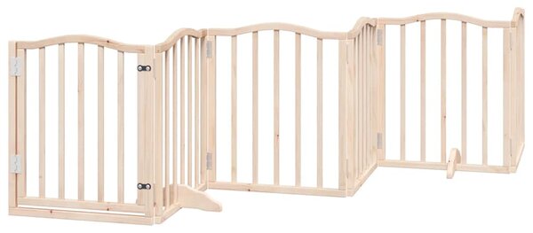 Zábrana pro psy s dvířky skládací 9 panelů 450 cm topol 3155585