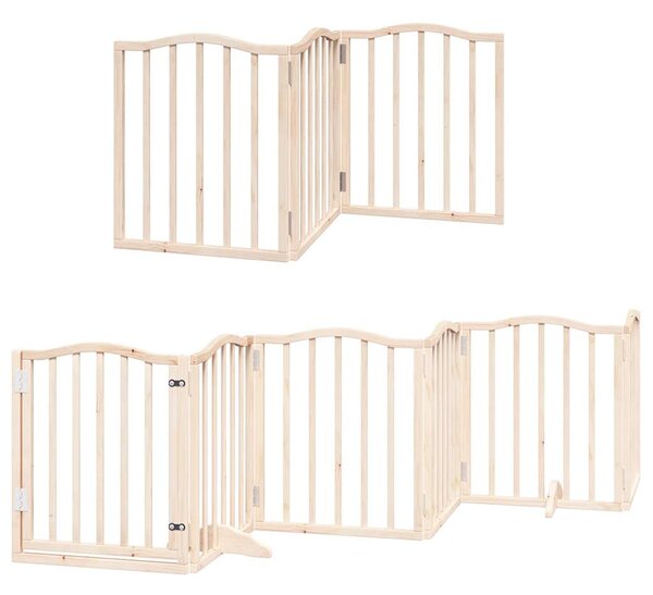 Zábrana pro psy s dvířky skládací 9 panelů 450 cm topol 3155585