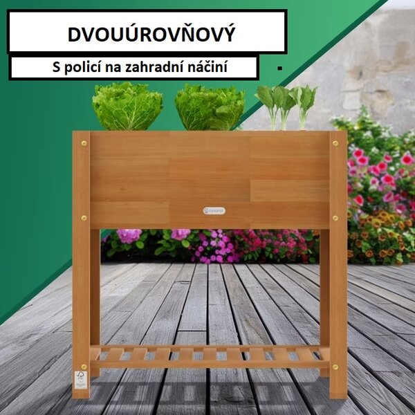 Vyvýšený květináč venkovní z akátového dřeva, 70 x 30 x 75 cm 109890