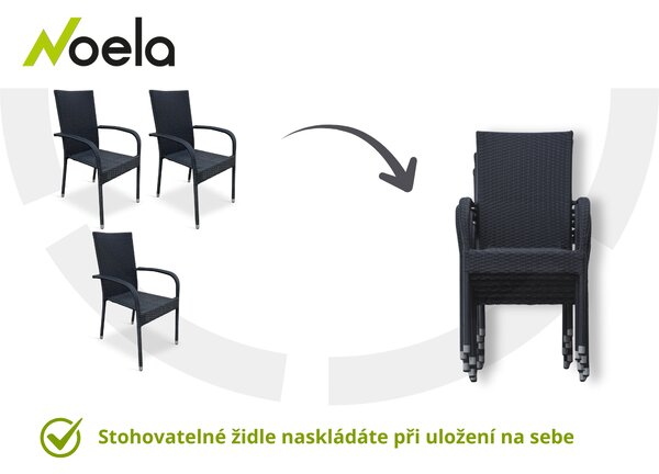 Noela Zahradní jídelní set Wilder + 4x ratanová židle Paris