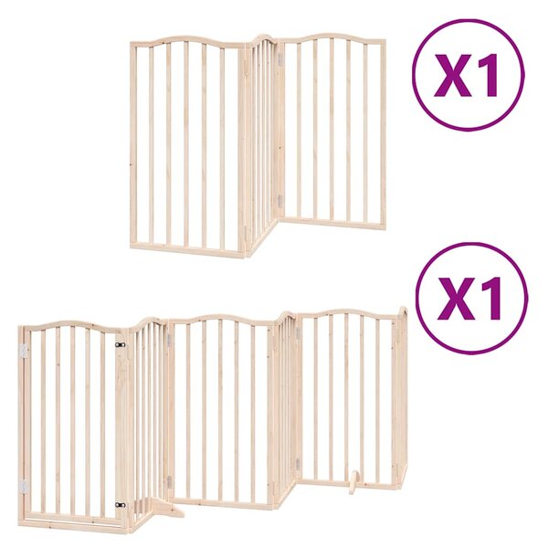 Zábrana pro psy s dvířky skládací 9 panelů 450 cm topol 3155588