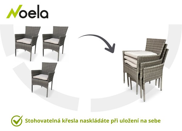 Noela Balkonový set Nina + 2x ratanové křeslo Bali PREMIUM