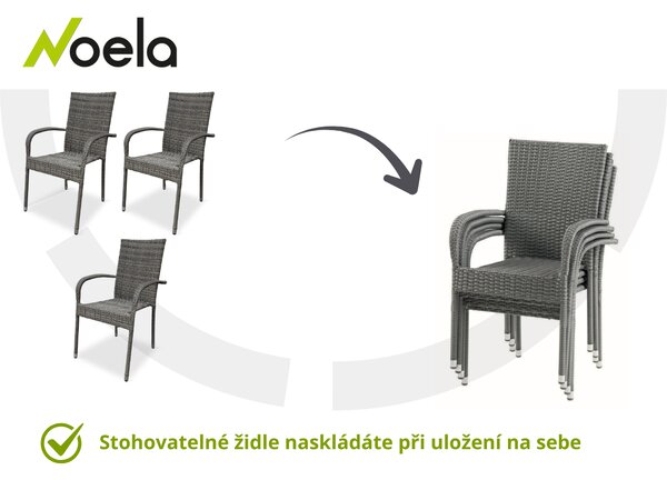 Noela Zahradní jídelní set Wilder + 4x ratanová židle Paris PREMIUM