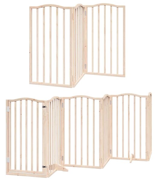 Zábrana pro psy s dvířky skládací 9 panelů 450 cm topol 3155588
