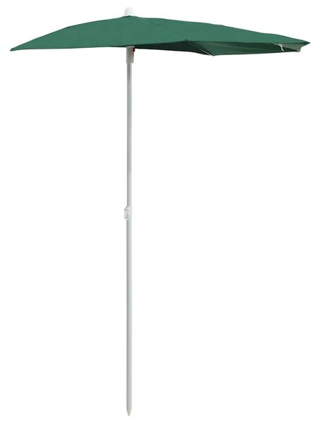 Zahradní půlkruhový slunečník s tyčí 180 x 90 cm zelený 315560