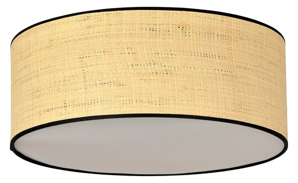 Stropní svítidlo ASTON 3 – černé, hnědá textilní stínidla, 3× E27, šířka 50 cm