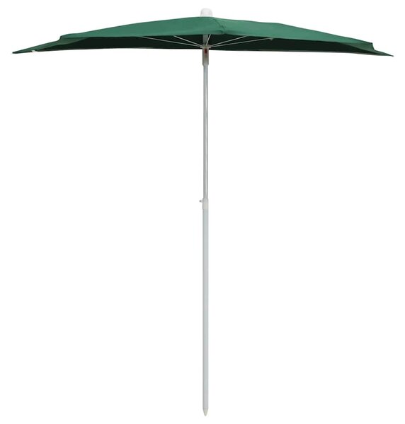 Zahradní půlkruhový slunečník s tyčí 180 x 90 cm zelený 315560