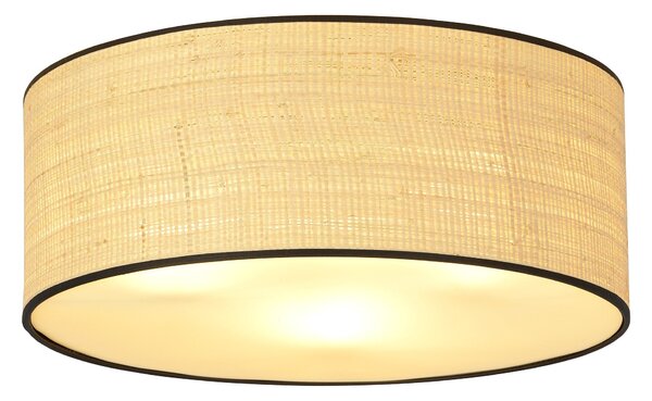 Stropní svítidlo ASTON 3 – černé, hnědá textilní stínidla, 3× E27, šířka 50 cm