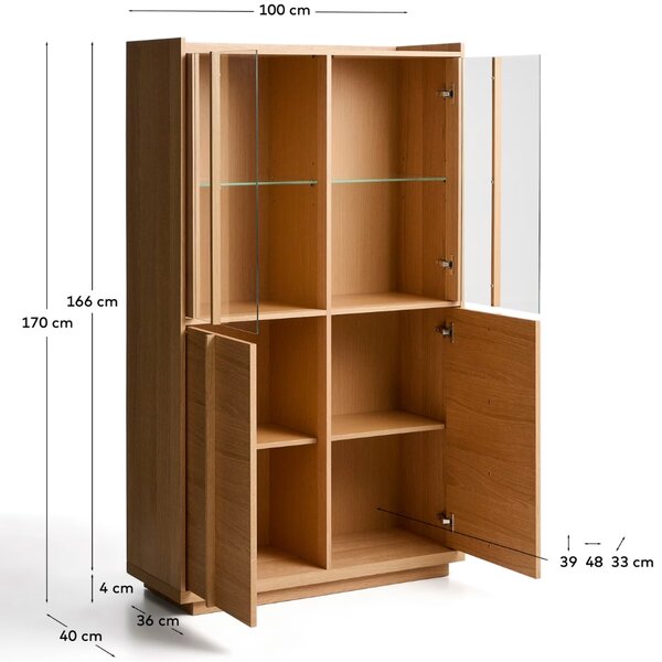 Kave Home Dubová vitrína Onix 170 x 100 cm