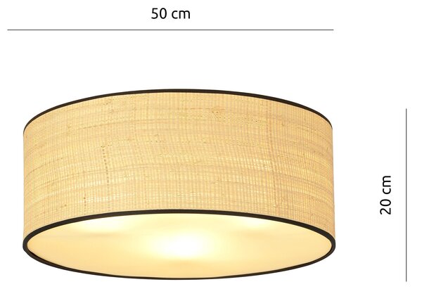 Stropní svítidlo ASTON 3 – černé, hnědá textilní stínidla, 3× E27, šířka 50 cm