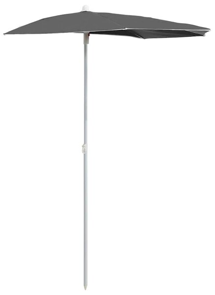 Zahradní půlkruhový slunečník s tyčí 180 x 90 cm antracitový 315561