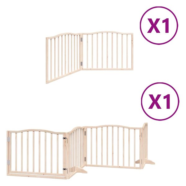 Zábrana pro psy s dvířky skládací 6 panelů 480 cm topol 3155609