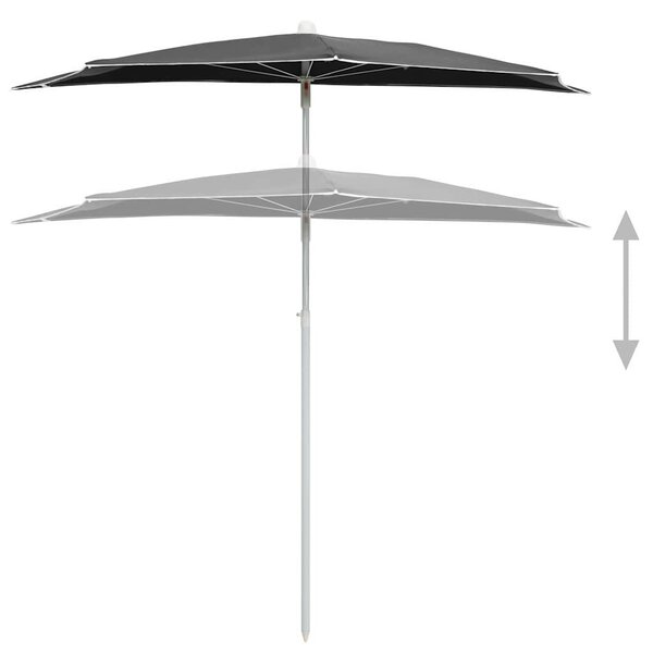 Zahradní půlkruhový slunečník s tyčí 180 x 90 cm antracitový 315561
