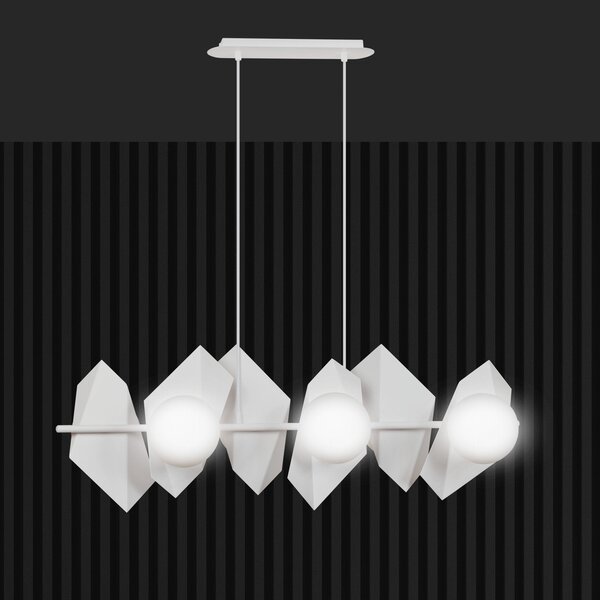 Závěsné svítidlo DRIFTON 6 – celobílé, sklo, 6× E14, šířka 100 cm
