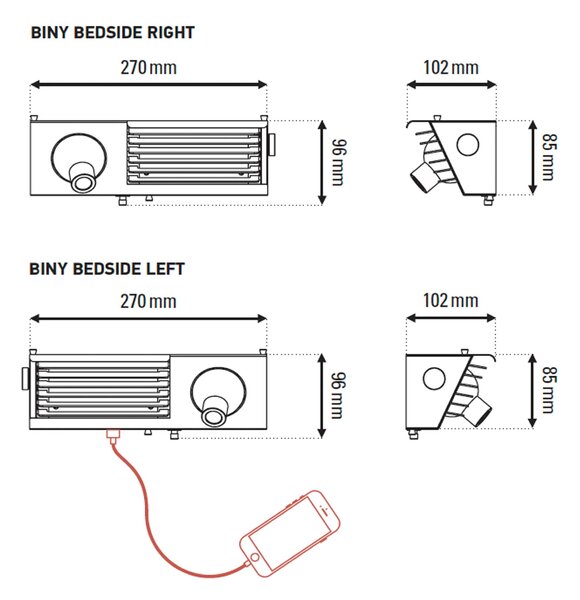 DCW éditions Biny LED nástěnné svítidlo k posteli ČernáDoleva