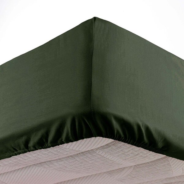 Khaki napínací prostěradlo z mikrovlákna 90x190 cm Oscar – douceur d'intérieur