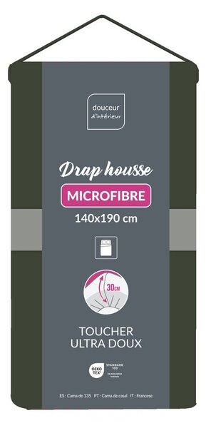 Khaki napínací prostěradlo z mikrovlákna 140x190 cm Oscar – douceur d'intérieur